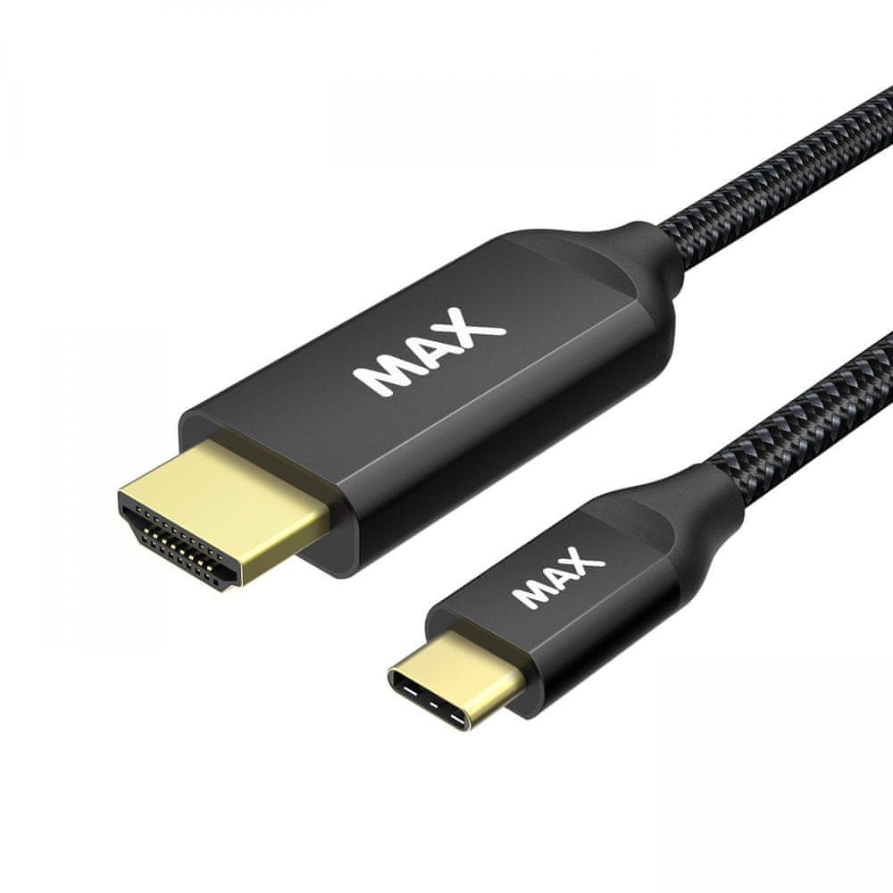 MAX kábel USB-C - HDMI 2.0, 1 m, opletený, čierny (UCHC1B)